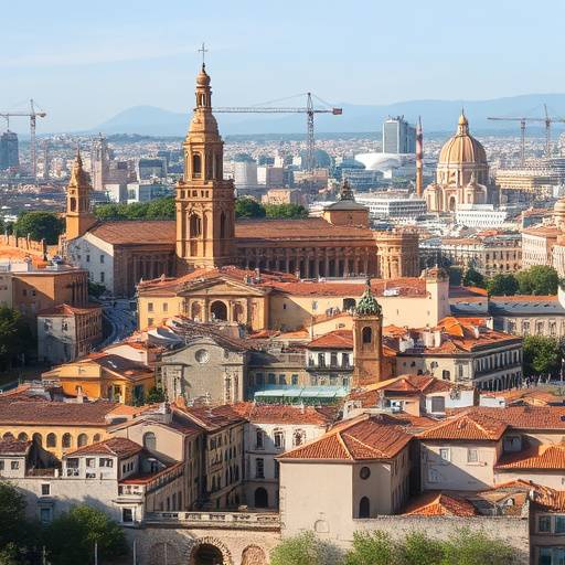 Imagen del casco antiguo de Valencia con la Ciudad de las Artes y las Ciencias al fondo